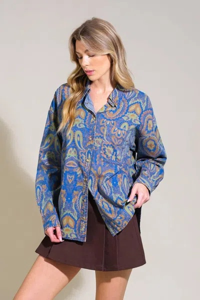 Truedames I'm In Charge Woven Top In Blue