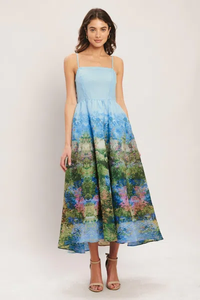 Truedames Impression Garden Woven Midi Dress In Blue