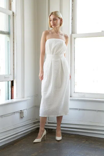 Truedames In Dolly We Trust Woven Midi Dress In White