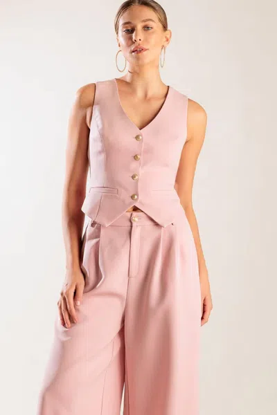 Truedames In My Own World Woven Vest In Pink