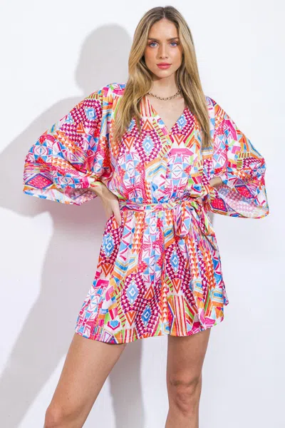 Truedames In The Leaves Woven Romper In Multi