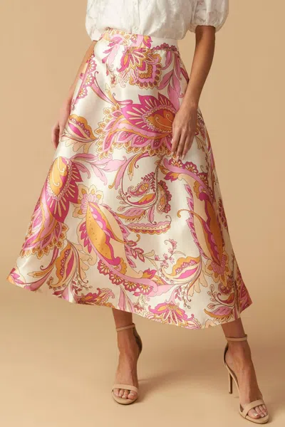 Truedames In The Stillness Woven Midi Skirt In Multi