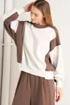 Truedames In Too Deep Pullover Knit Top In Brown