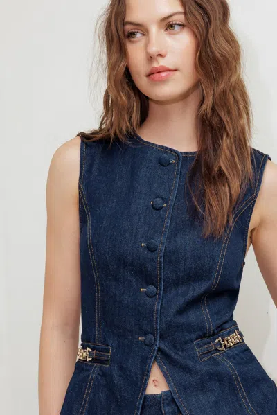 Truedames Indigo Icon Denim Vest In Blue