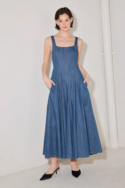 Truedames Indigo Sway Denim Midi Dress In Blue