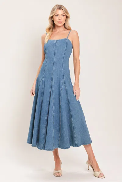Truedames Indigo Whisper Denim Midi Dress In Blue