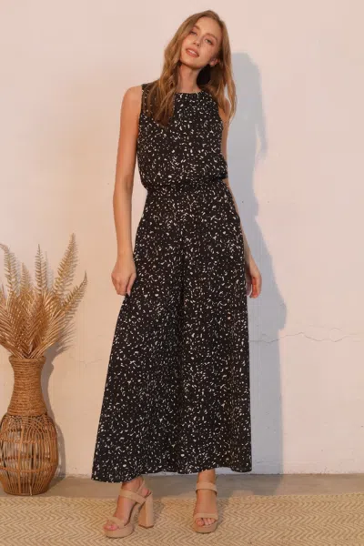 Truedames Ink Spot Sleeveless Bubble Jumpsuit In Black