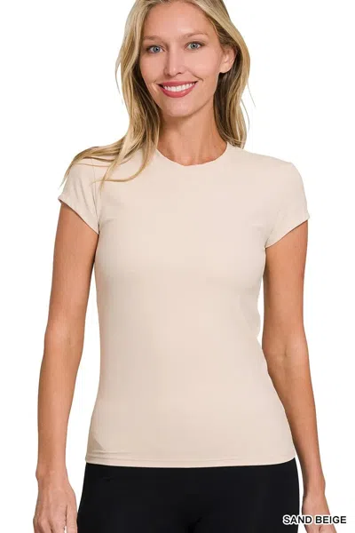Truedames Interlock Short Sleeve Top In Brown