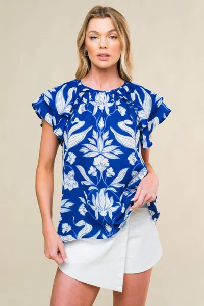 Truedames Into The Sky Woven Top In Blue