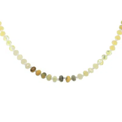 Truedames Iridescent Natural Gemstone Glass Beaded Necklace In Sand