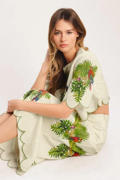 Truedames Island Elegance Woven Midi Skirt In Green