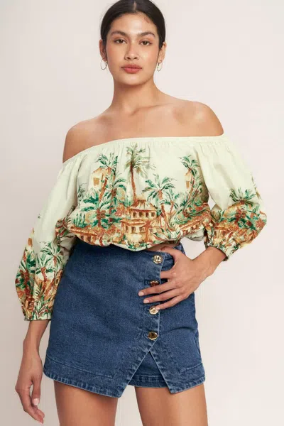Truedames Island Time Only Woven Crop Top In Beige