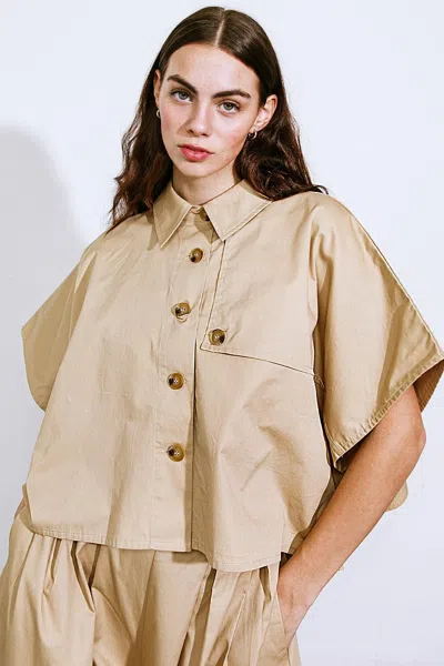 Truedames It's Perfect Timing Woven Top In Neutral