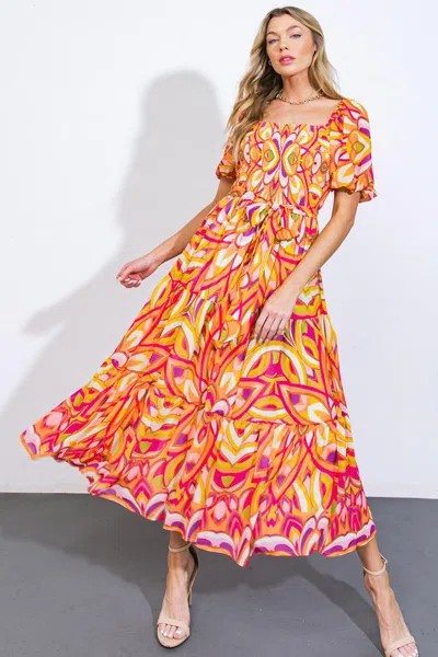 Truedames It's Your Place Woven Midi Dress In Orange