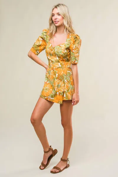 Truedames Italian Romance Woven Skort Romper In Multi