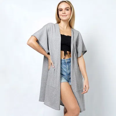 Truedames Jersey Kimono Cardigan With Pocket In Gray