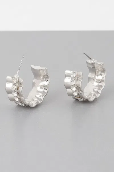 Truedames Jeweled Lace Hoop Earrings In Metallic