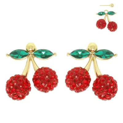 Truedames Jeweled Red Cherry Post Earrings