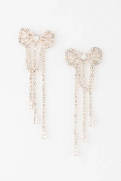 Truedames Jeweled Ribbon Dangle Earrings In Metallic