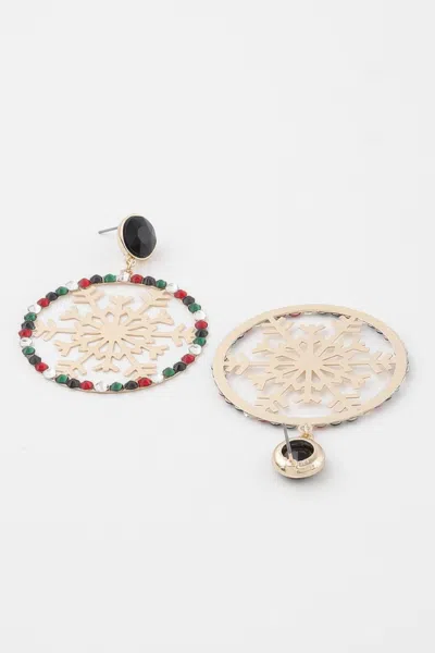 Truedames Jeweled Snowflake Earrings In Gold