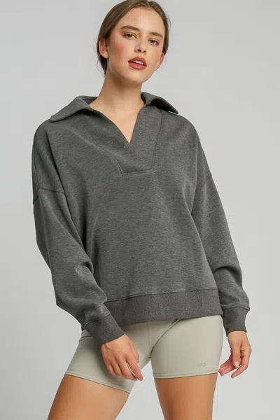 Truedames Johnny Collar Dropped Shoulder Sweatshirt In Gray