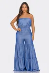 Truedames Jumpsuit Ruffle Hem In Blue