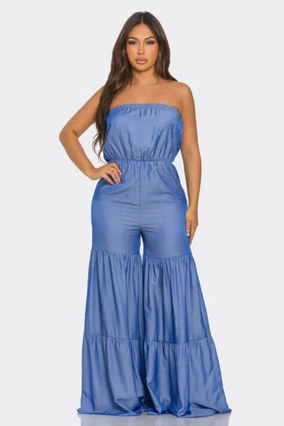 Truedames Jumpsuit Ruffle Hem In Blue