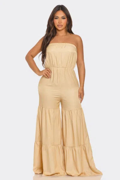 Truedames Jumpsuit Ruffle Hem In Gold