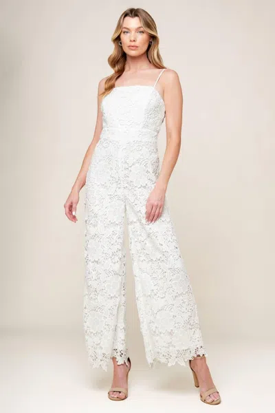 Truedames Just Enough Off White Woven Lace Jumpsuit