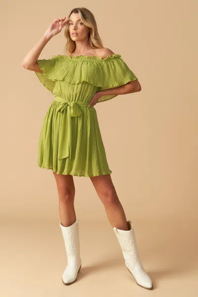 Truedames Just One More Woven Mini Dress In Green