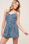 Truedames Keep It Stylish Denim Romper In Blue