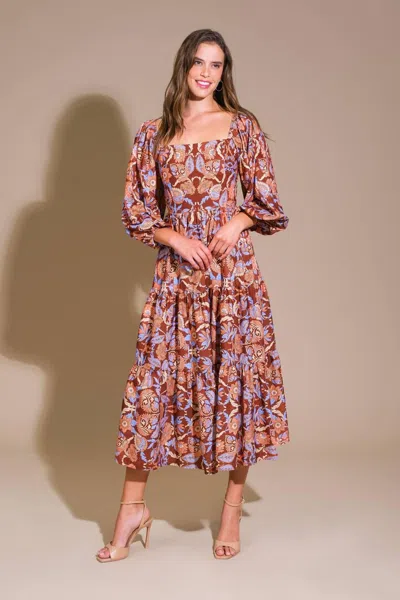 Truedames Keepping Tabs Woven Midi Dress In Blue