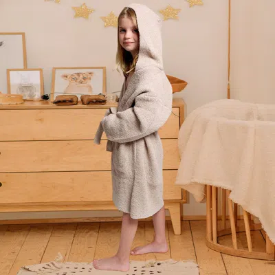 Truedames Kids Solid Color Hooded Cozy Robe In Neutral