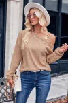 Truedames Knit Loose Fit Asymmetric Shoulder Top In Brown