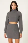 Truedames Knit Mock Neck Top And Skirt In Gray