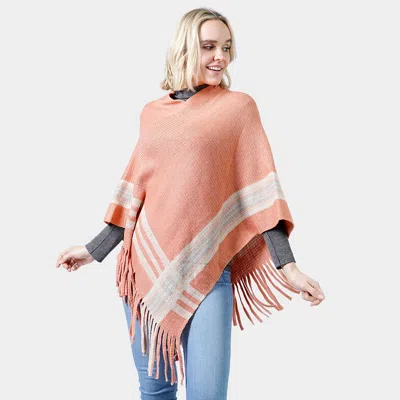 Truedames Knit Poncho With Tassel In Pink