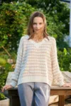 Truedames Knit Square Pattern Sweater In Green
