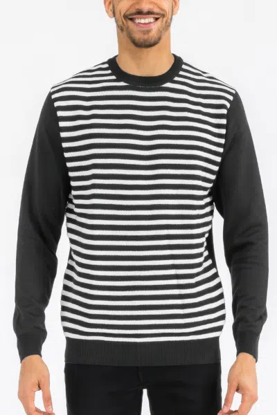 Truedames Knitted Round Neck Striped Sweater In Black