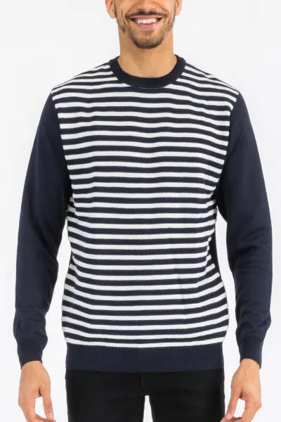 Truedames Knitted Round Neck Striped Sweater In Blue