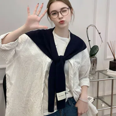 Truedames Knitted Sleeveless Tie Vest Shoulder Wrap In Black