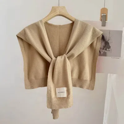 Truedames Knitted Sleeveless Tie Vest Shoulder Wrap In Brown