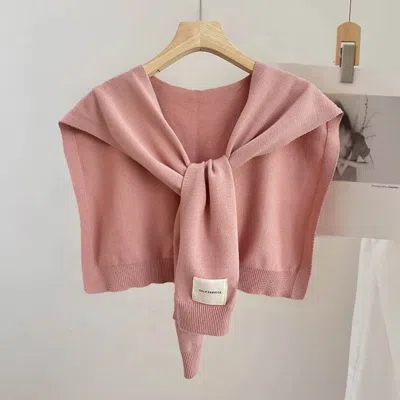 Truedames Knitted Sleeveless Tie Vest Shoulder Wrap In Pink