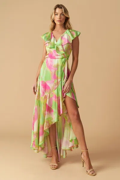 Truedames La Bebe Woven Satin Maxi Dress In Multi