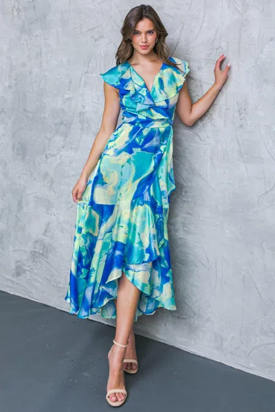 Truedames La Bebe Woven Satin Maxi Dress In Multi