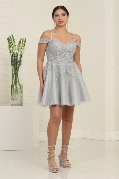 Truedames Lace Appliqued Short A-line Homecoming Dress In Metallic