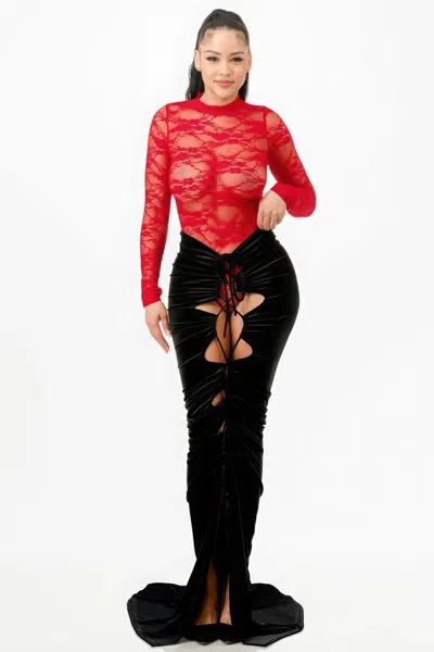 Truedames Lace Bodysuit & Mermaid Skirt In Multi