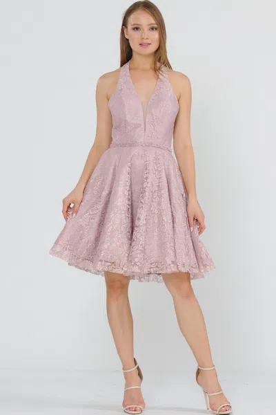 Truedames Lace Bridesmaids Short Dress In Pink