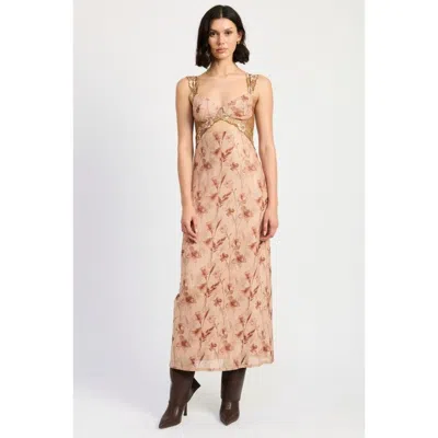 Truedames Lace Contrast Maxi Dress In Brown