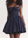 Truedames Lace Detail Lace Up Back Mini Dress In Blue