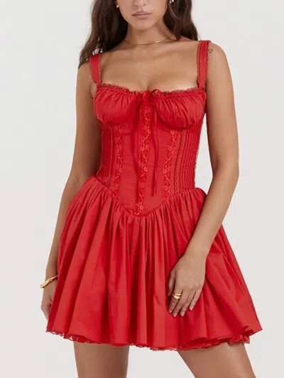 Truedames Lace Detail Lace Up Back Mini Dress In Red